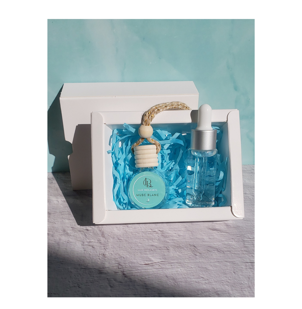 Coffret diffuseur voiture et  sa recharge Musc Blanc