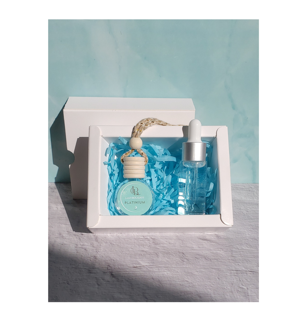 Coffret diffuseur voiture et sa recharge Platinium