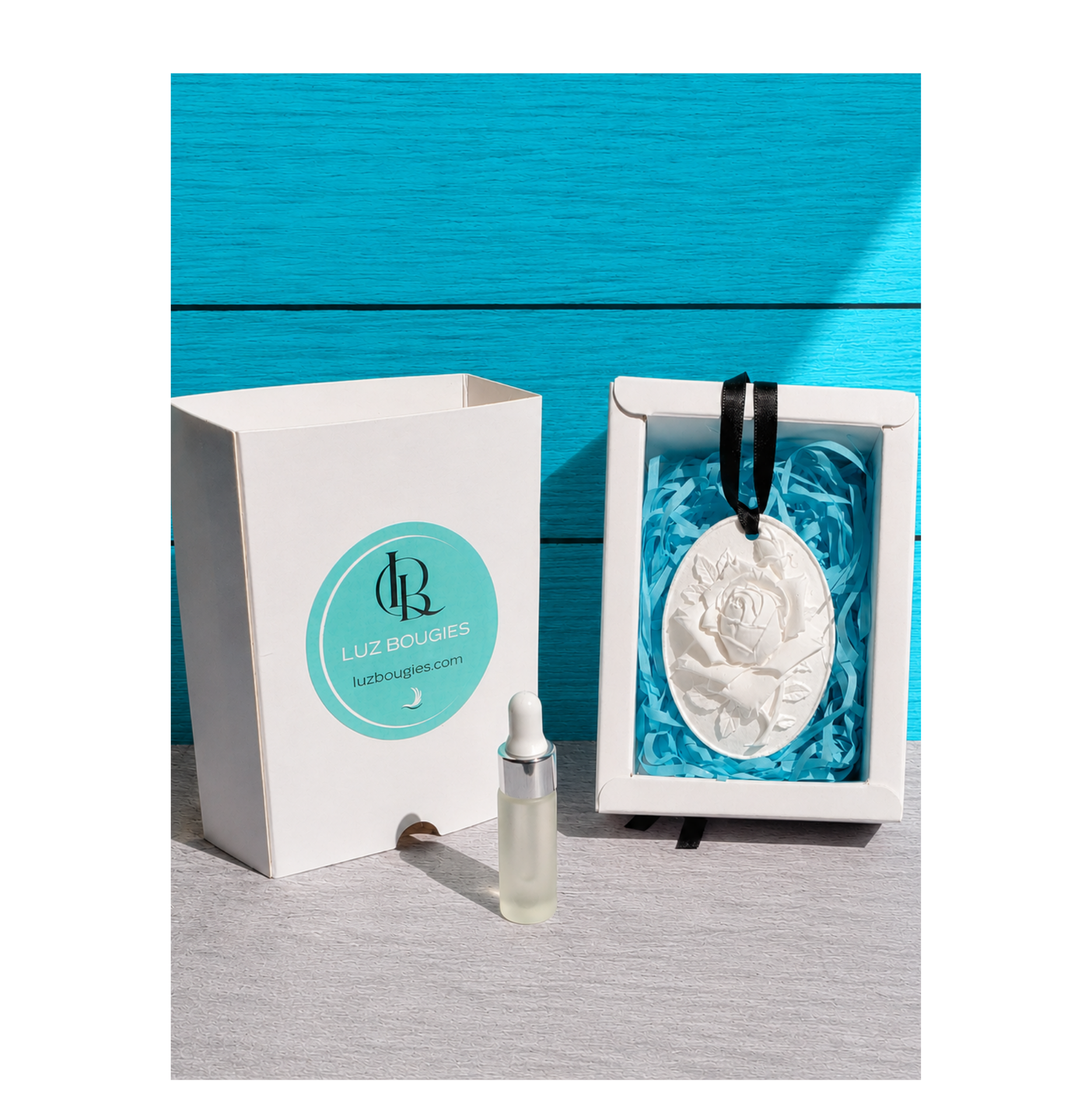 Coffret plâtre parfumé Rose avec sa recharge "Divine"