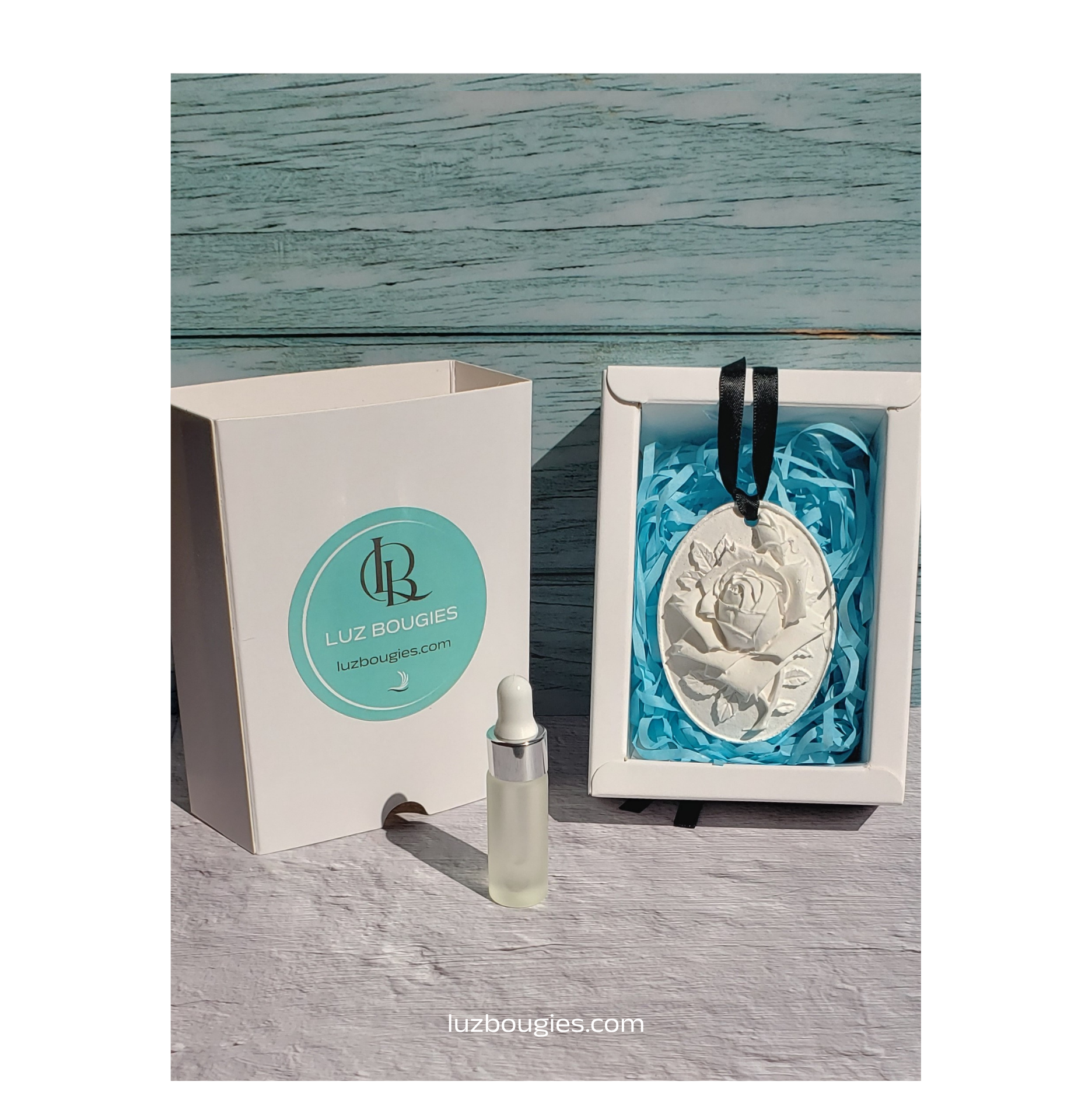 Coffret plâtre parfumé Rose avec sa recharge "Divine"